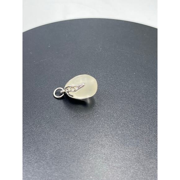 Joan Rivers Vintage Queen Romania Marie Clear Frosted Lucite Faberge Egg Charm - Picture 6 of 6